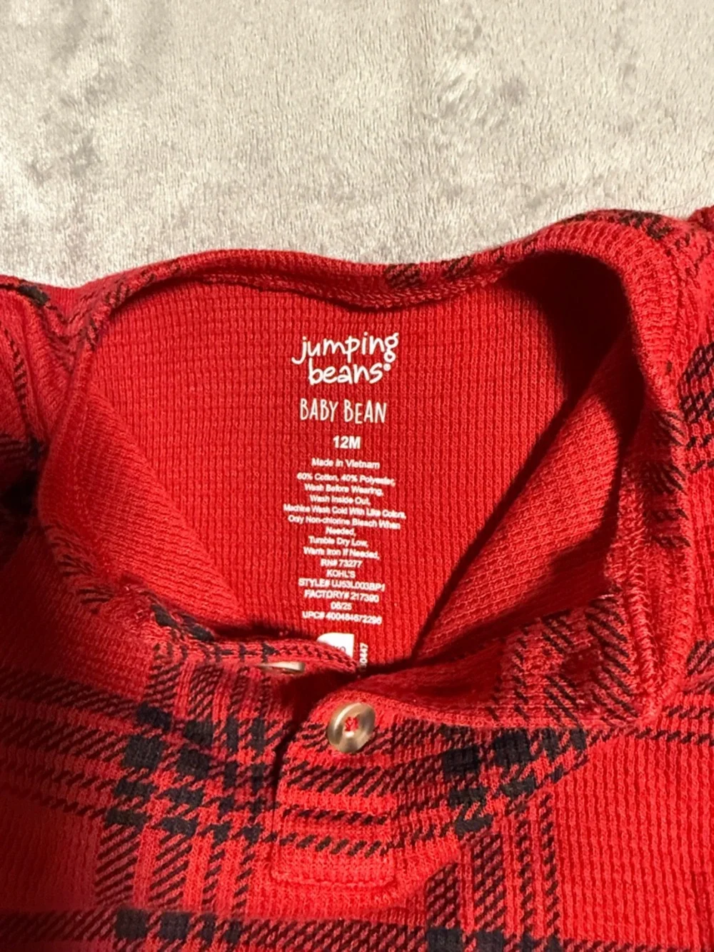 jumping beans Red & Black Plaid Long-Sleeve Baby Bodysuit - Picture 2 of 3